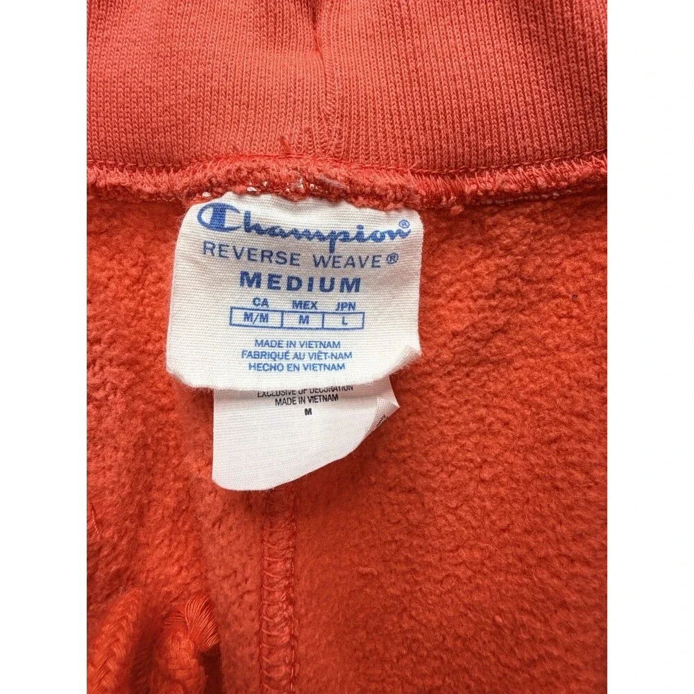 Champion Reverse Weave Giant Script Jogger Pants Orange White Size M